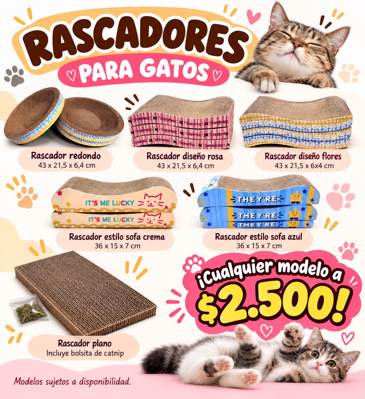 Rascador de cartón con catnip